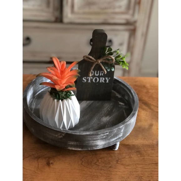 Round Distressed Wood Tray, Tier Tray, Table Decor, Home Decor - Picture 2 of 4